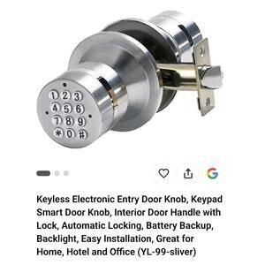 Keyless Electronic Entry Door Knob, Keypad Smart Door Knob, Interior Door Han...